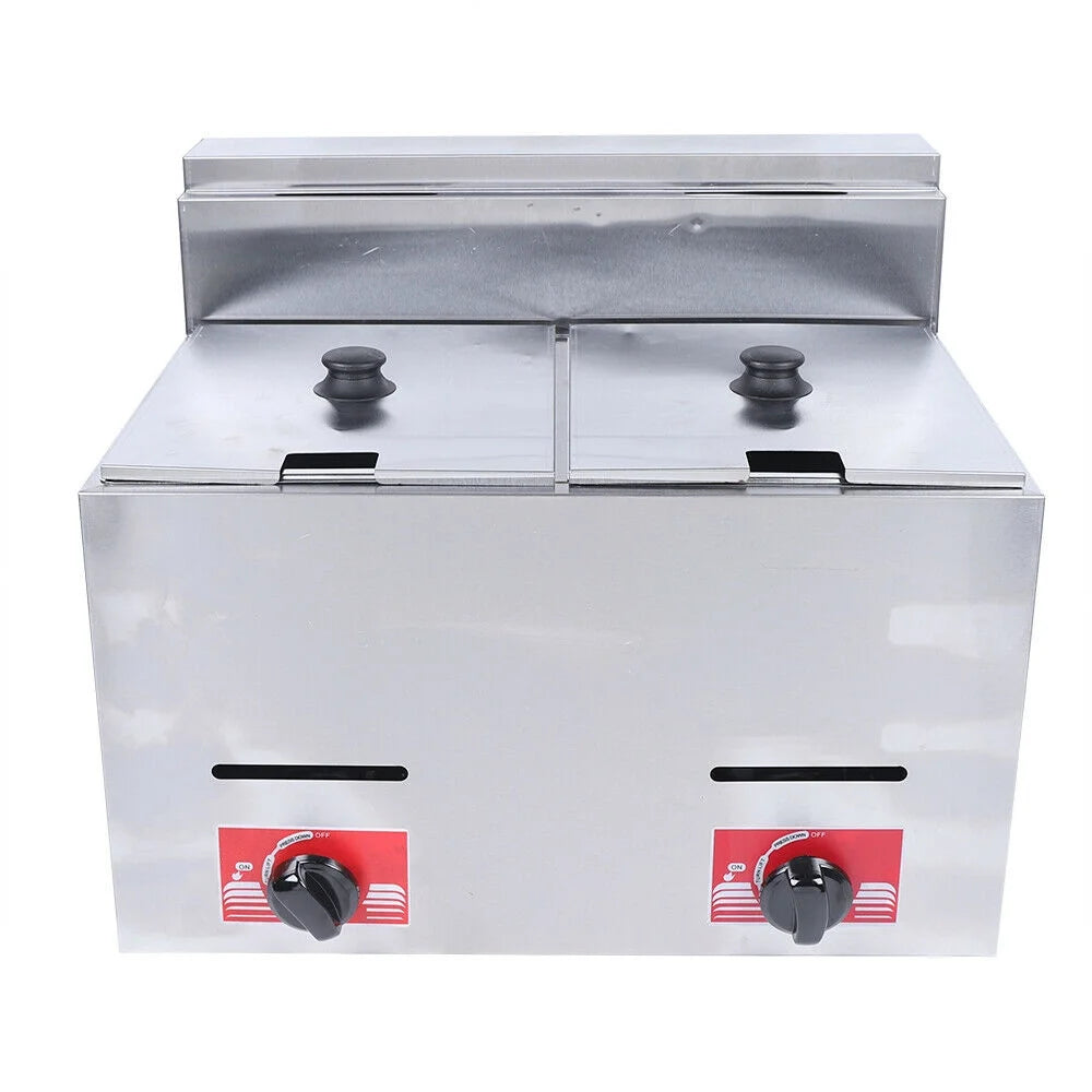 12L Stainless Steel Commercial Gas Fryer with 2 Baskets P84315