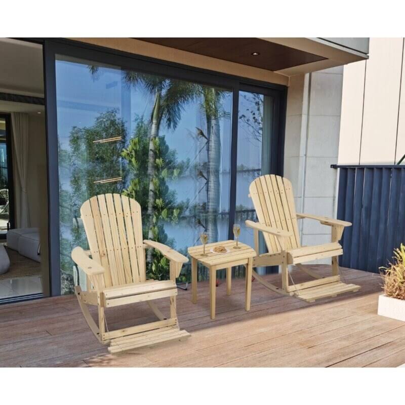 White 3 Piece Patio Adirondack Rocker Set A597241