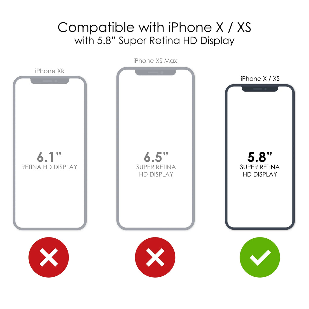 Clear Shockproof Hybrid Case for iPhone X / XS with TPU Bumper Acrylic Back Tempered Glass Screen Protector O99539