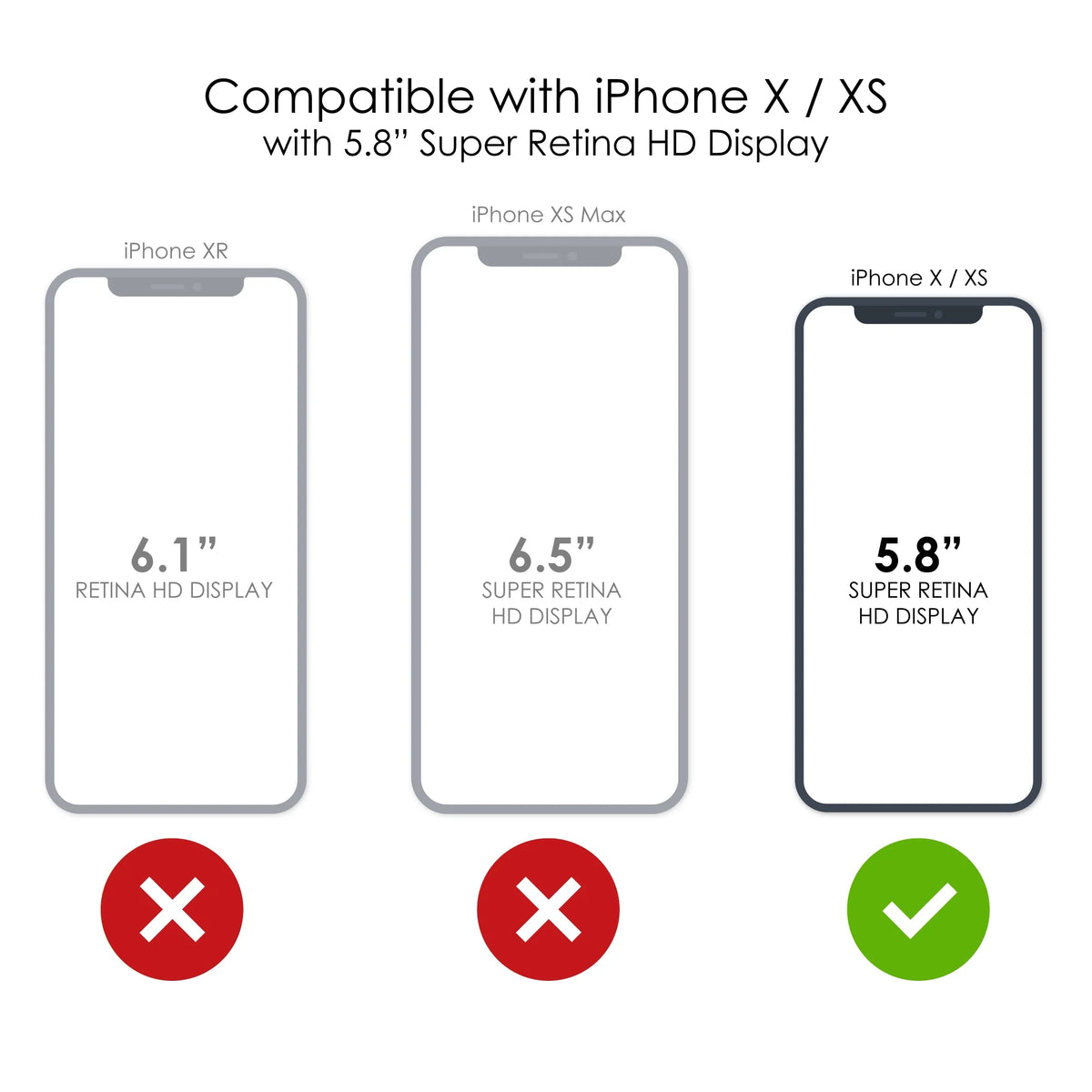Clear Shockproof Hybrid Case for iPhone X / XS with TPU Bumper Acrylic Back Tempered Glass Screen Protector O99539