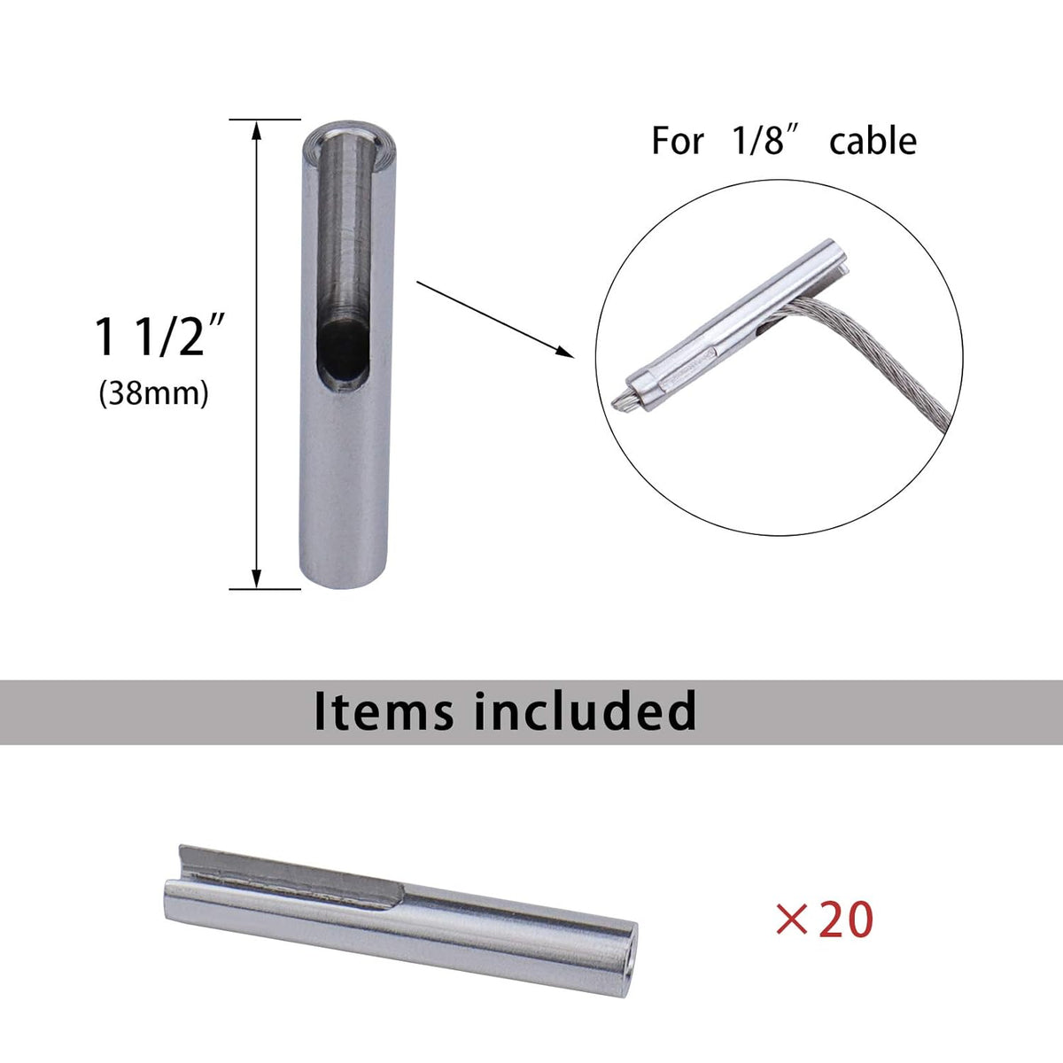 20Pack 1/8 T316 Stainless Steel Cable Railing Kit Toggle Anchor Terminal N462638
