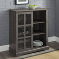 Slate Grey Sliding Glass Door Bar Cabinet Q513329
