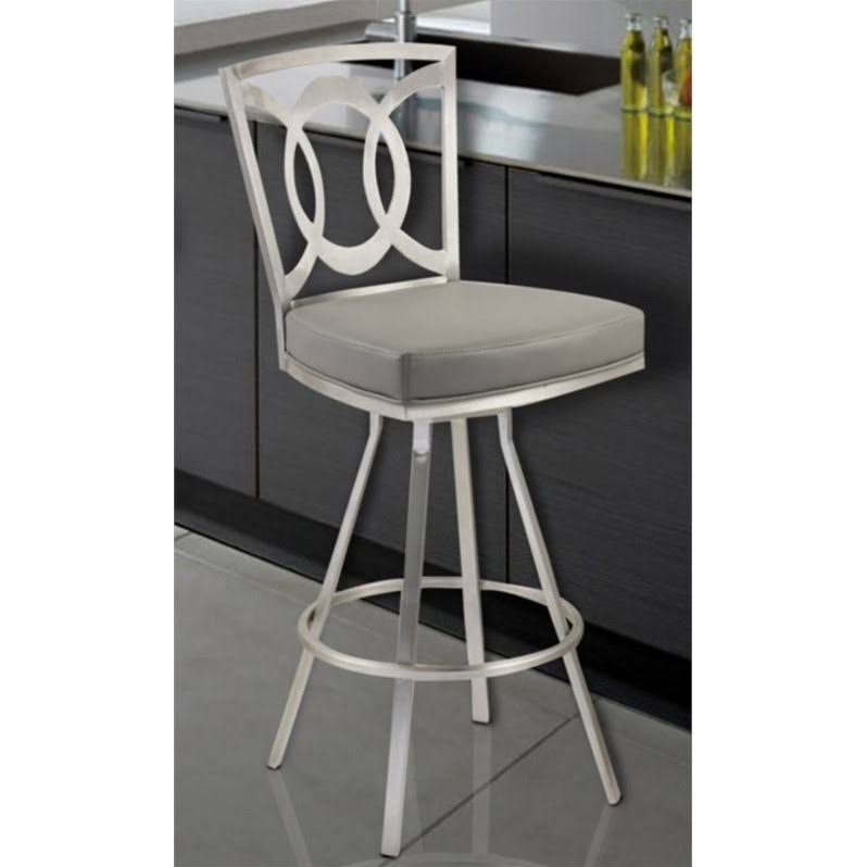 Gray and Stainless Steel Swivel Barstool D87710