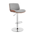 Channel Tufted Leatherette Barstool, Gray and Chrome C813