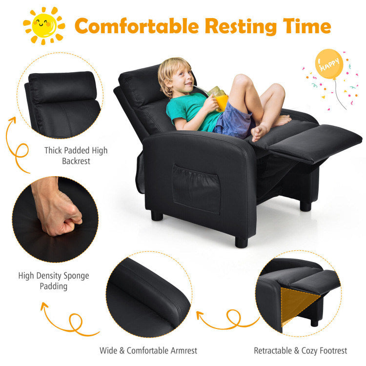 Ergonomic PU Leather Kids Recliner Lounge Sofa K8506