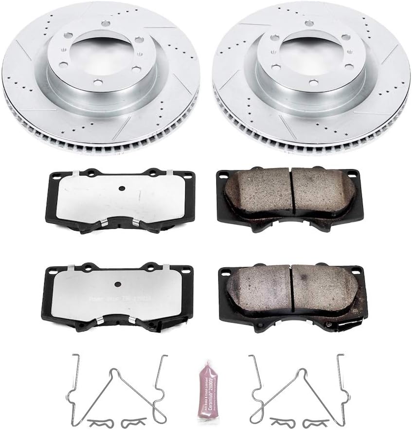 Front Z36 Carbon Fiber Ceramic Brake Pads and Drilled Slotted Brake Rotors T702003