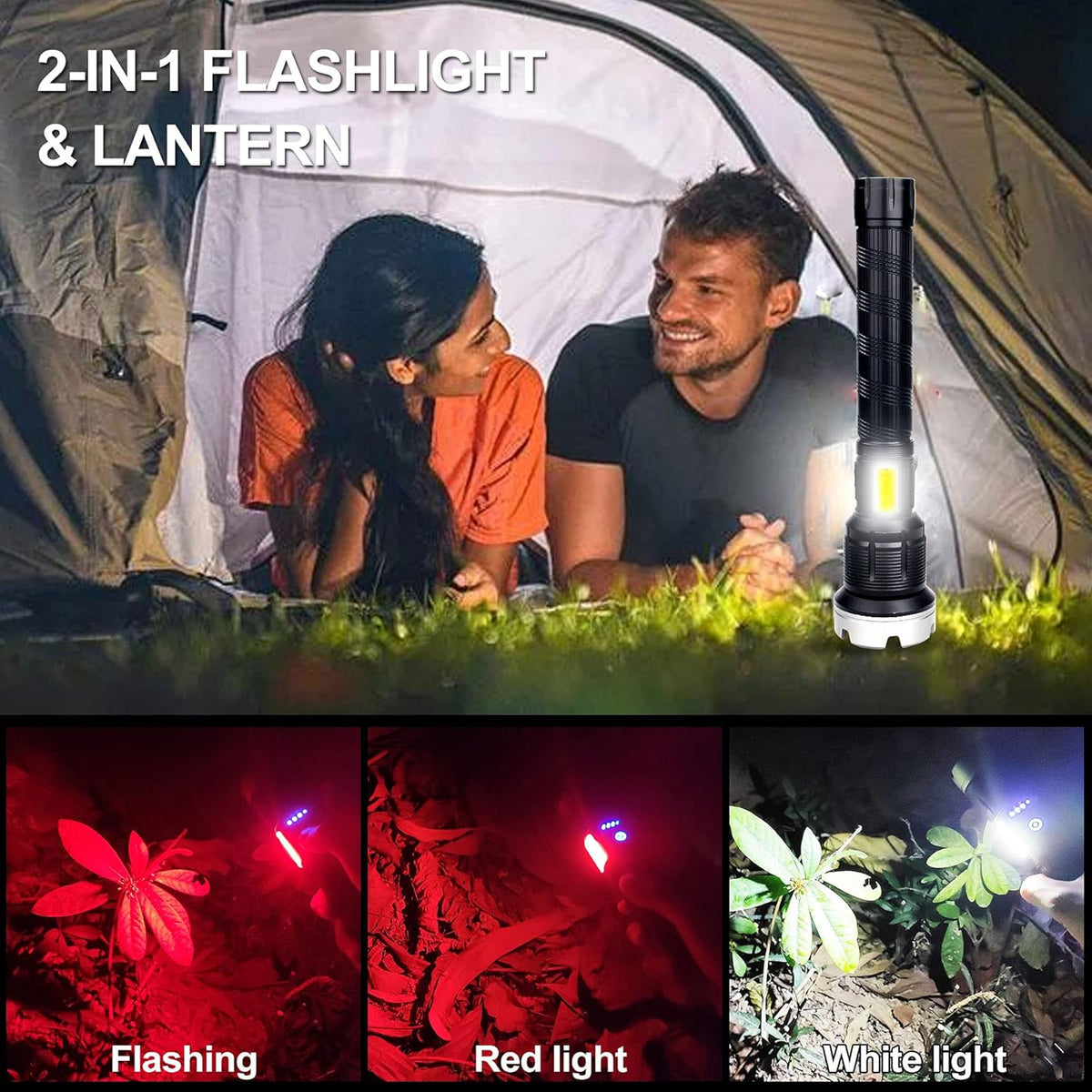 Rechargeable Flashlights High Lumens 1000000 Zoomable 26650 Floodlight Spotlight Strobe Light Lanterns P528