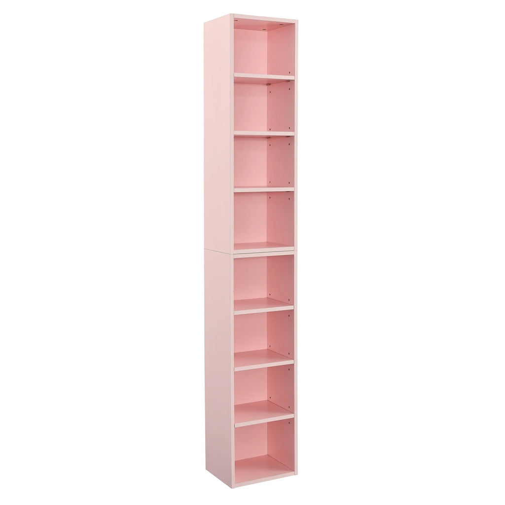 8-Tier Tall Narrow Bookcase with Adjustable Shelves H383