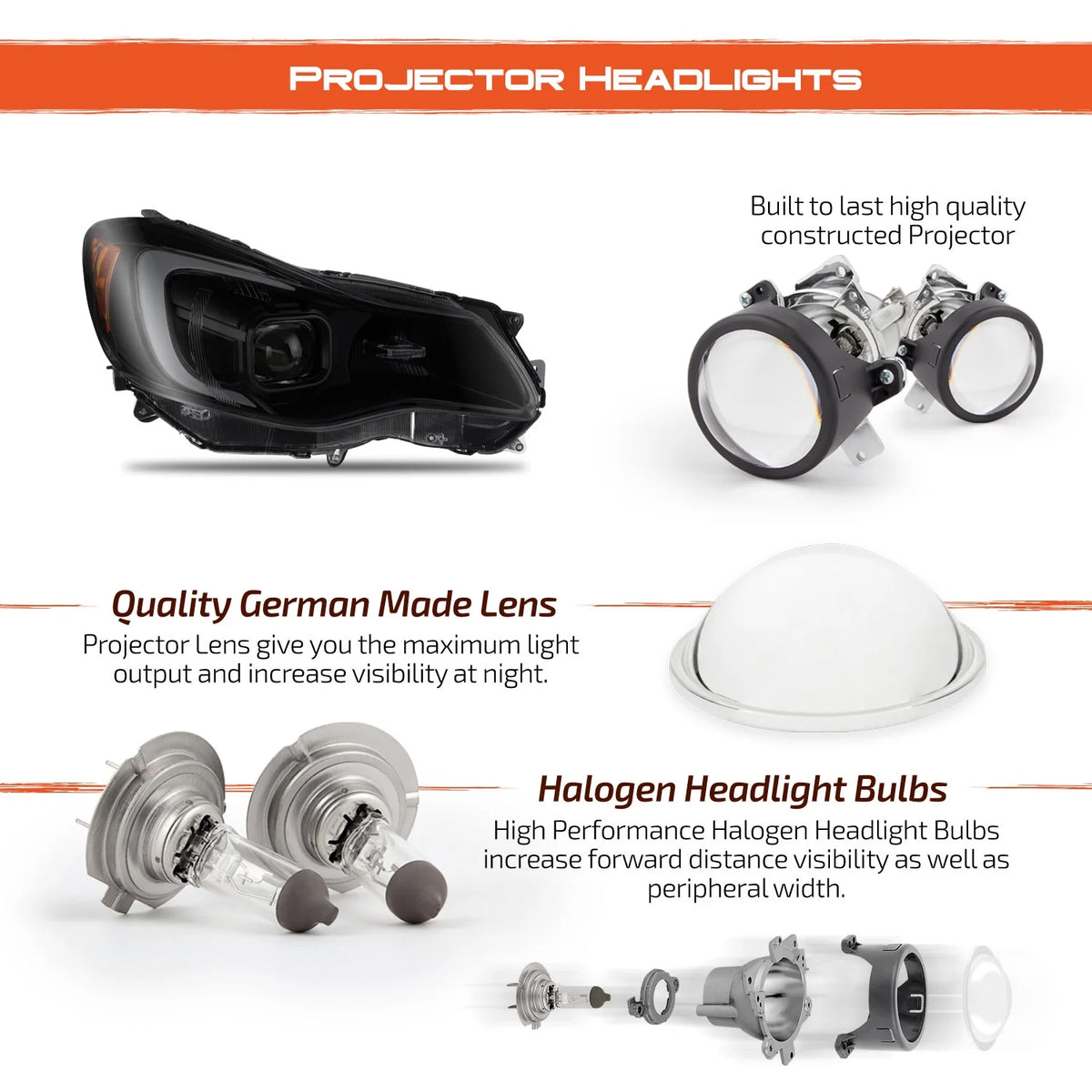 Projector Smoke Headlights with Tube Parking G16017
