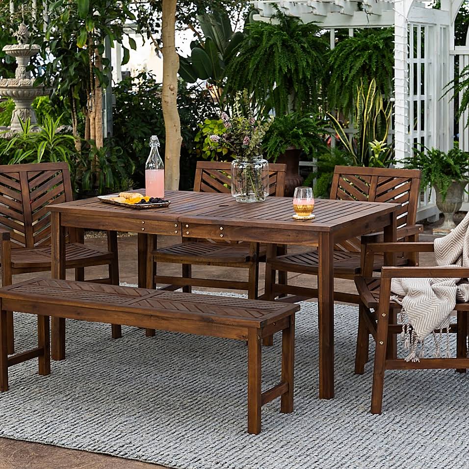 6-Piece Outdoor Acacia Dining Set in Dark Brown G410