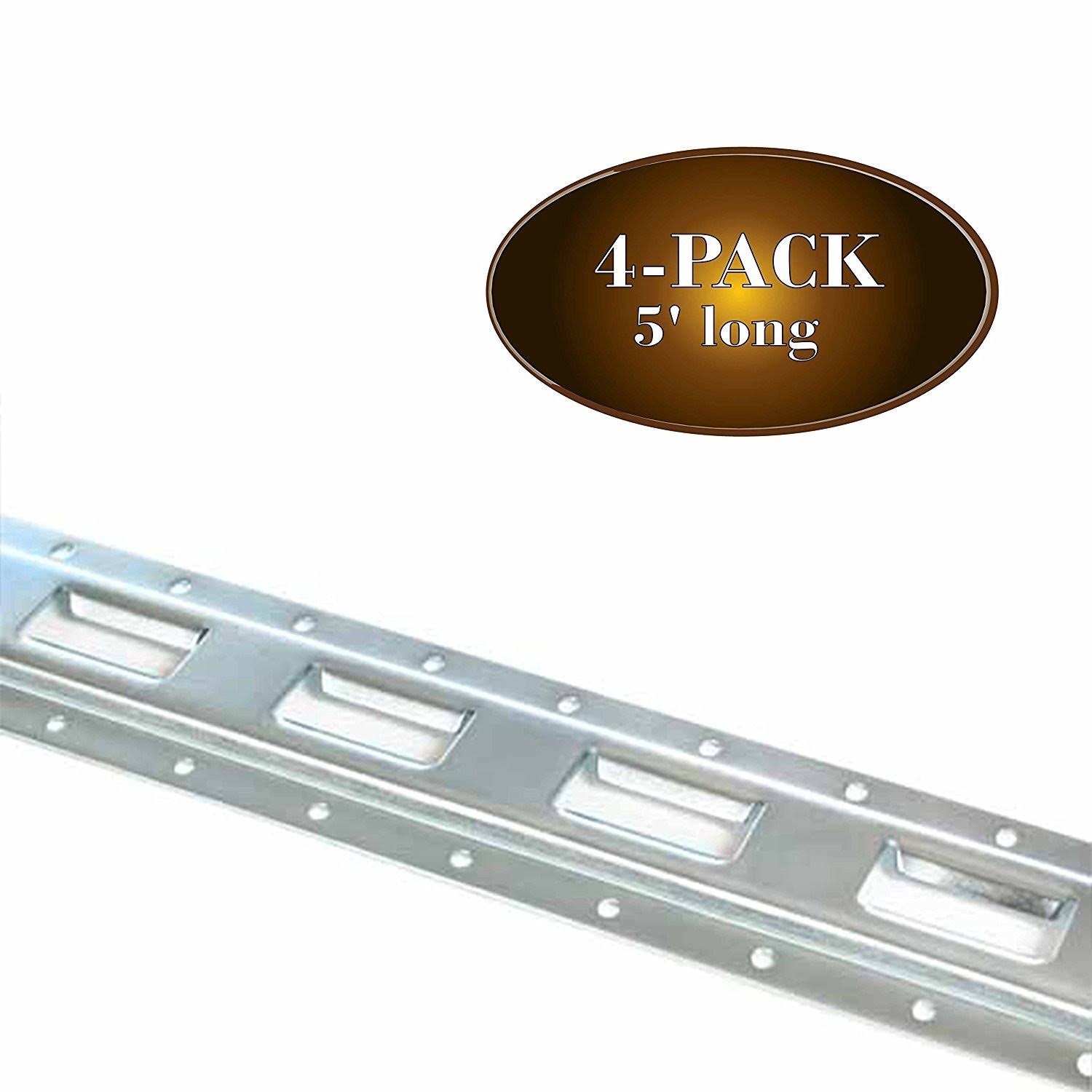 4pk Zinc-coated 12 Gauge Steel E-Track Tie-Down Rail, 5& x 5 inch Vertical P923012
