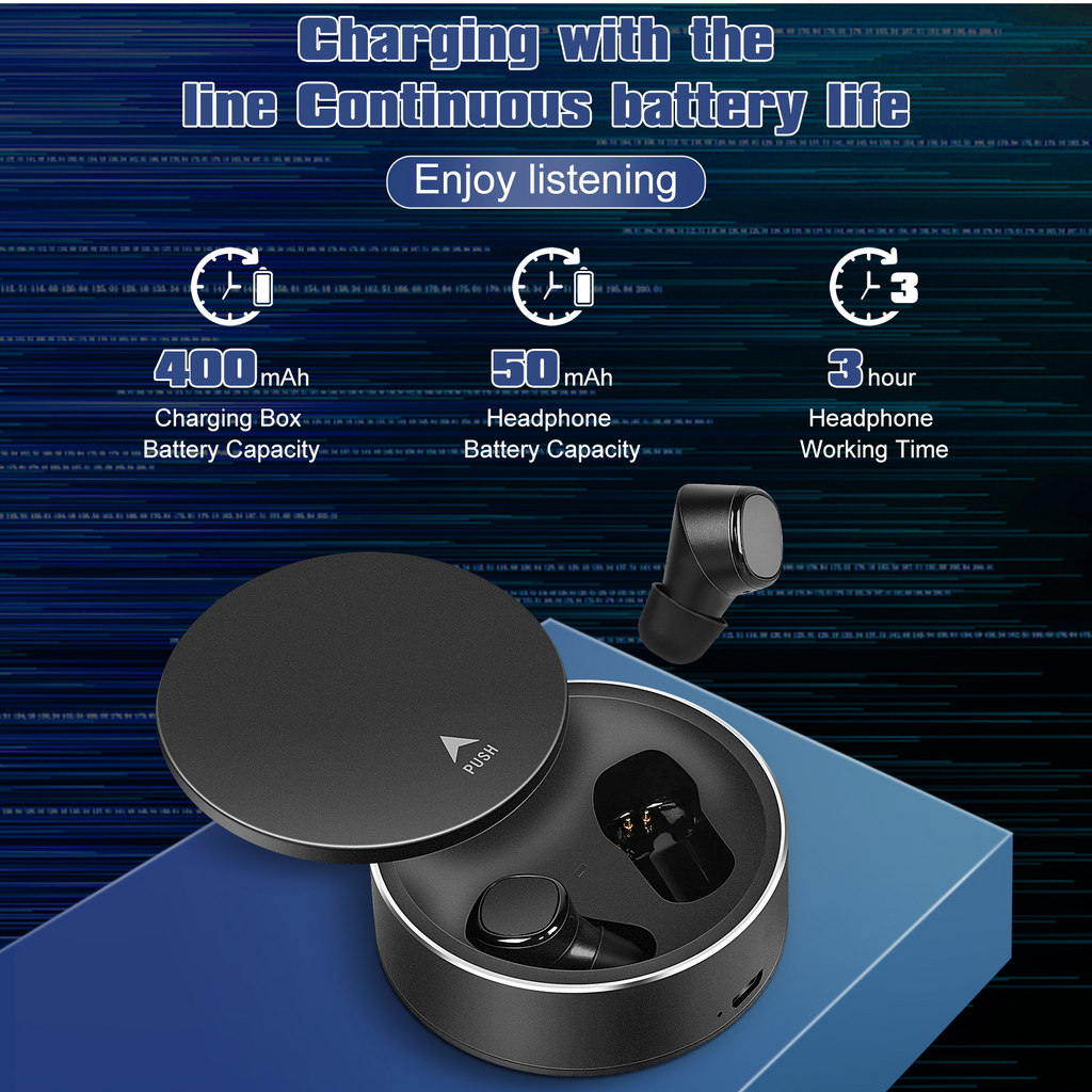 True Wireless Earbuds IPX5 Waterproof Touch Control with Mic - Black E18903