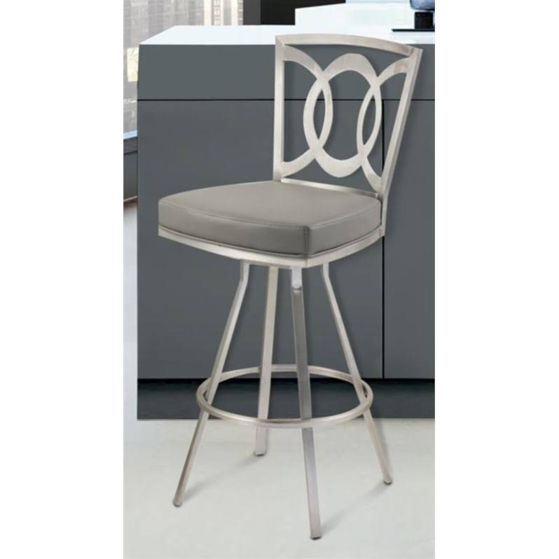 Gray and Stainless Steel Swivel Barstool D87710