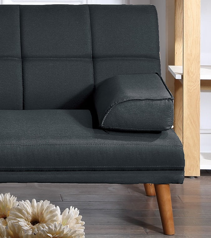 Black Polyfiber Convertible Sofa Bed O9640