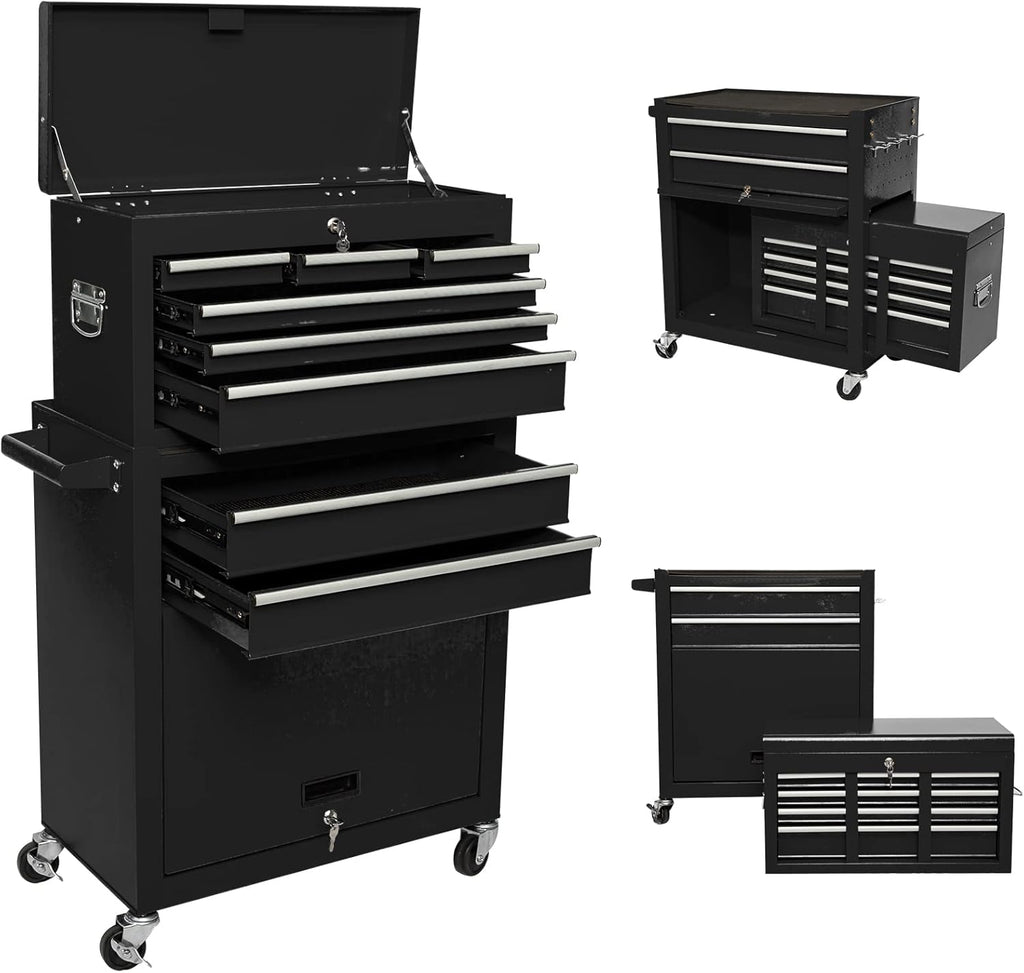 Red 8 Drawer Rolling Metal Tool Chest with Wheels L236