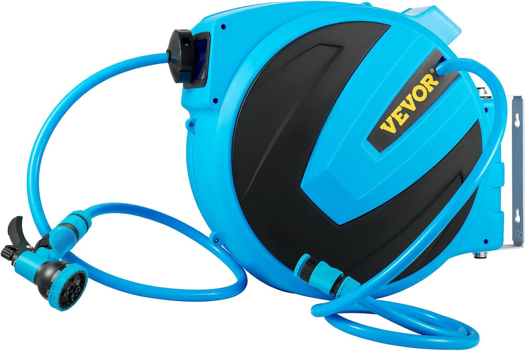 Retractable Wall Mounted Garden Hose Reel, 5/8 inch x 65 ft, Blue, Pack of 2 U819