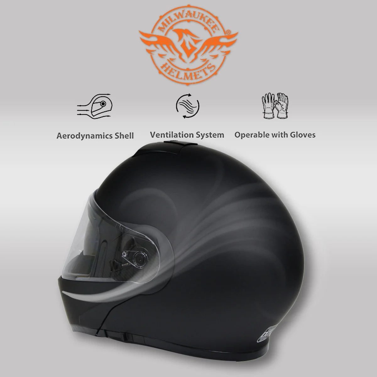 Flat Black Motorcycle Modular Helmet with Drop Down Visor H9502