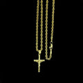 10K Yellow Gold Jesus Cross Charm Pendant Diamond Cut Rope Chain P538
