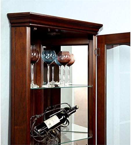 Walnut Wood Corner Curio Cabinet with Glass Door D5072