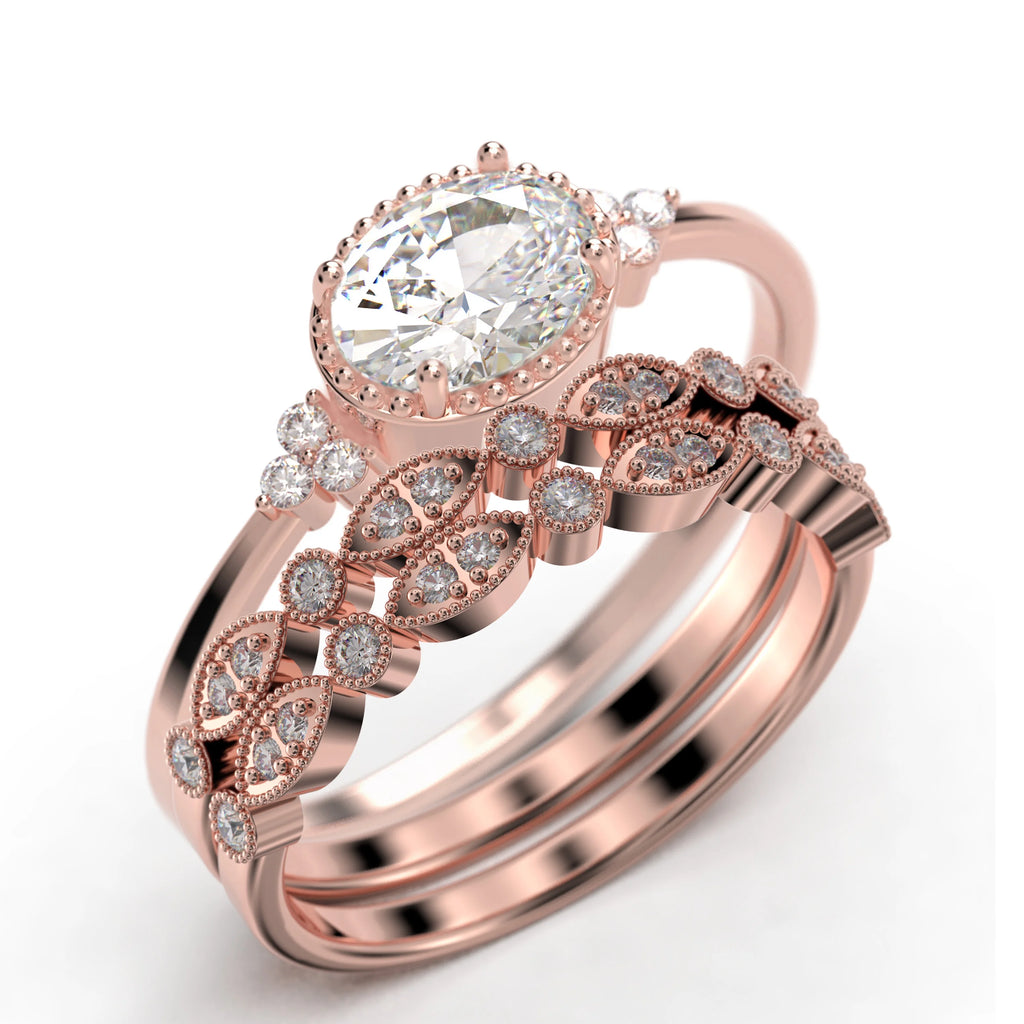 2.40 Carat Oval Cut Moissanite Engagement Ring in 925 Sterling Silver With 18k Rose Gold Plating M294013