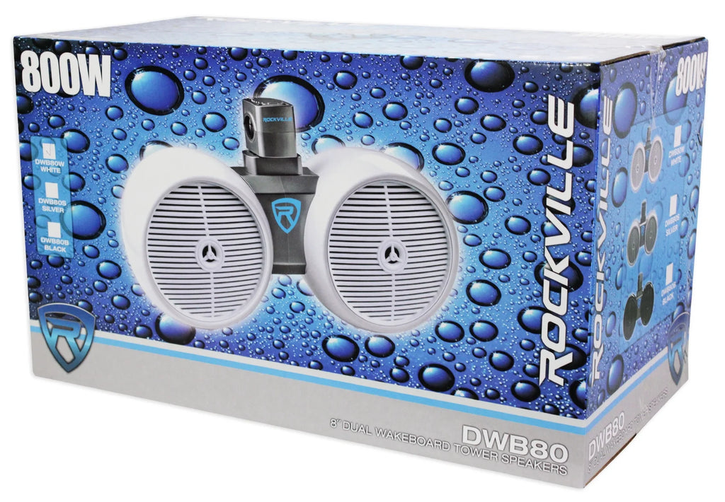 Dual 8" White 1600w Marine Wakeboard Tower Speaker Systems F403104