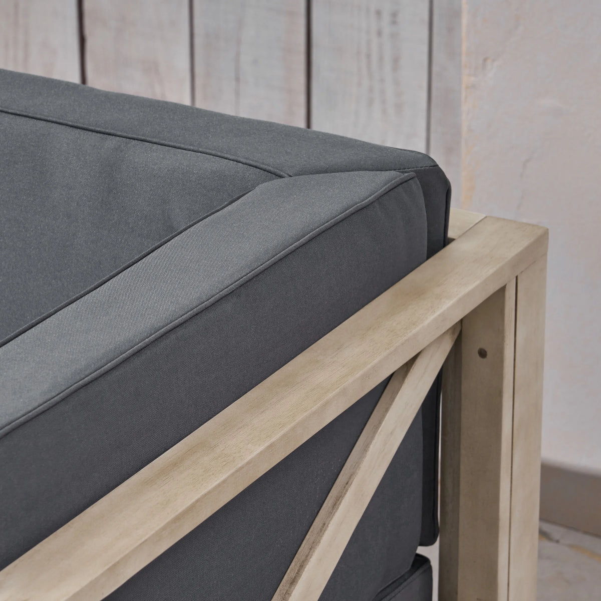 Weathered Gray and Dark Gray Acacia Wood Outdoor Modular Sofa with Cushions M55870