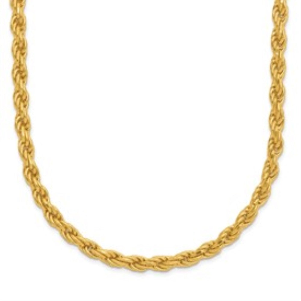 24k Yellow Gold Polished 3mm 22inch Rope Chain Necklace T46508