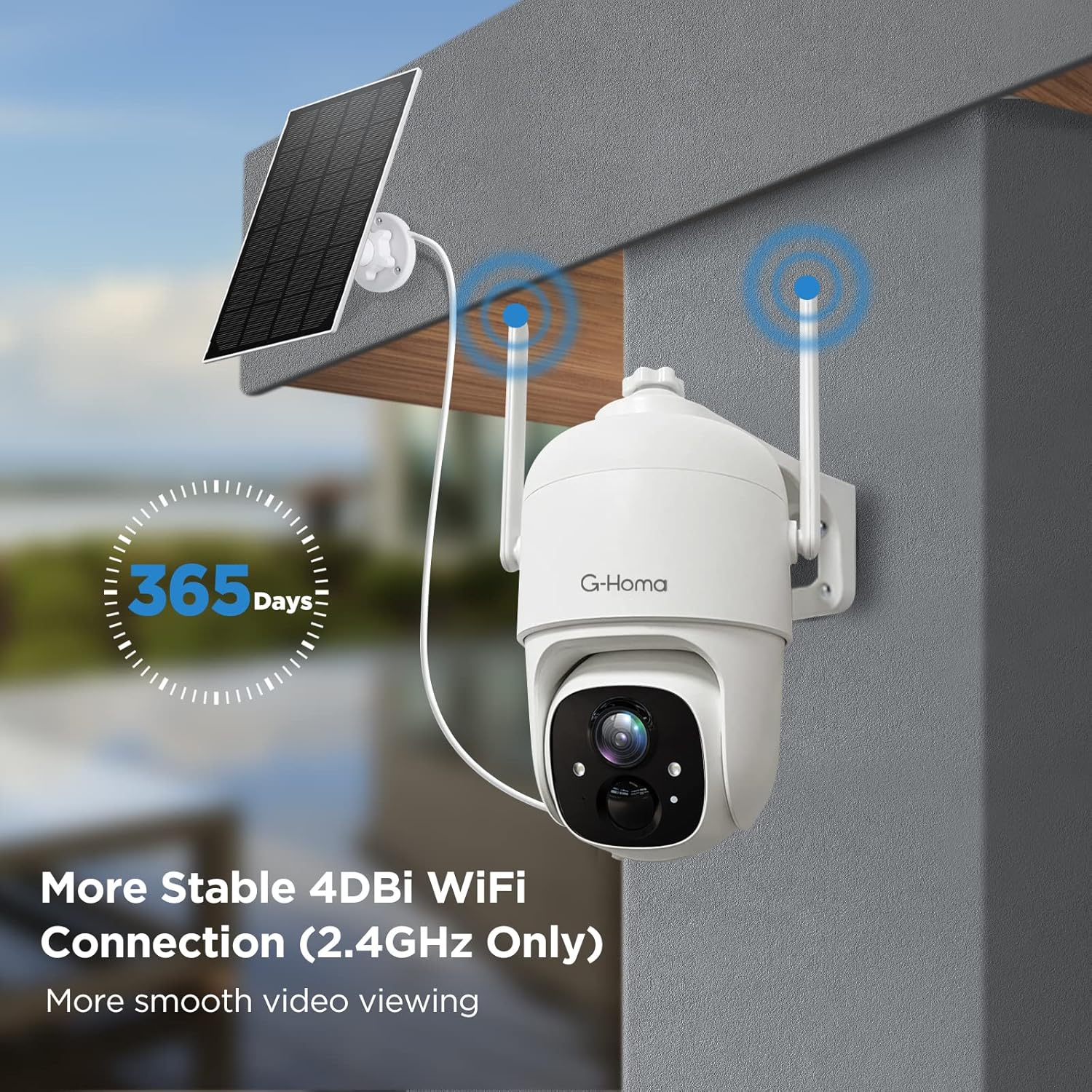 Wireless Outdoor Security Camera with Solar Panel, 1080p Night Vision, 2-Way Audio, IP65 Waterproof L184517