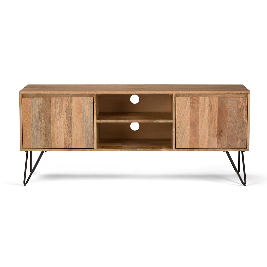 Natural Mango Wood and Metal TV Media Stand F2392