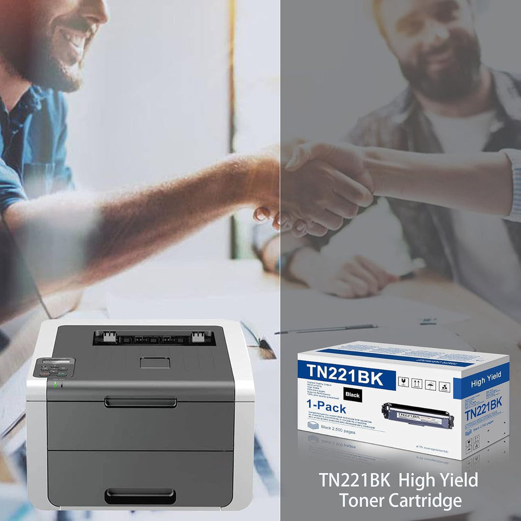 Black TN221BK Toner Cartridge Replacement for Brother Printer F637