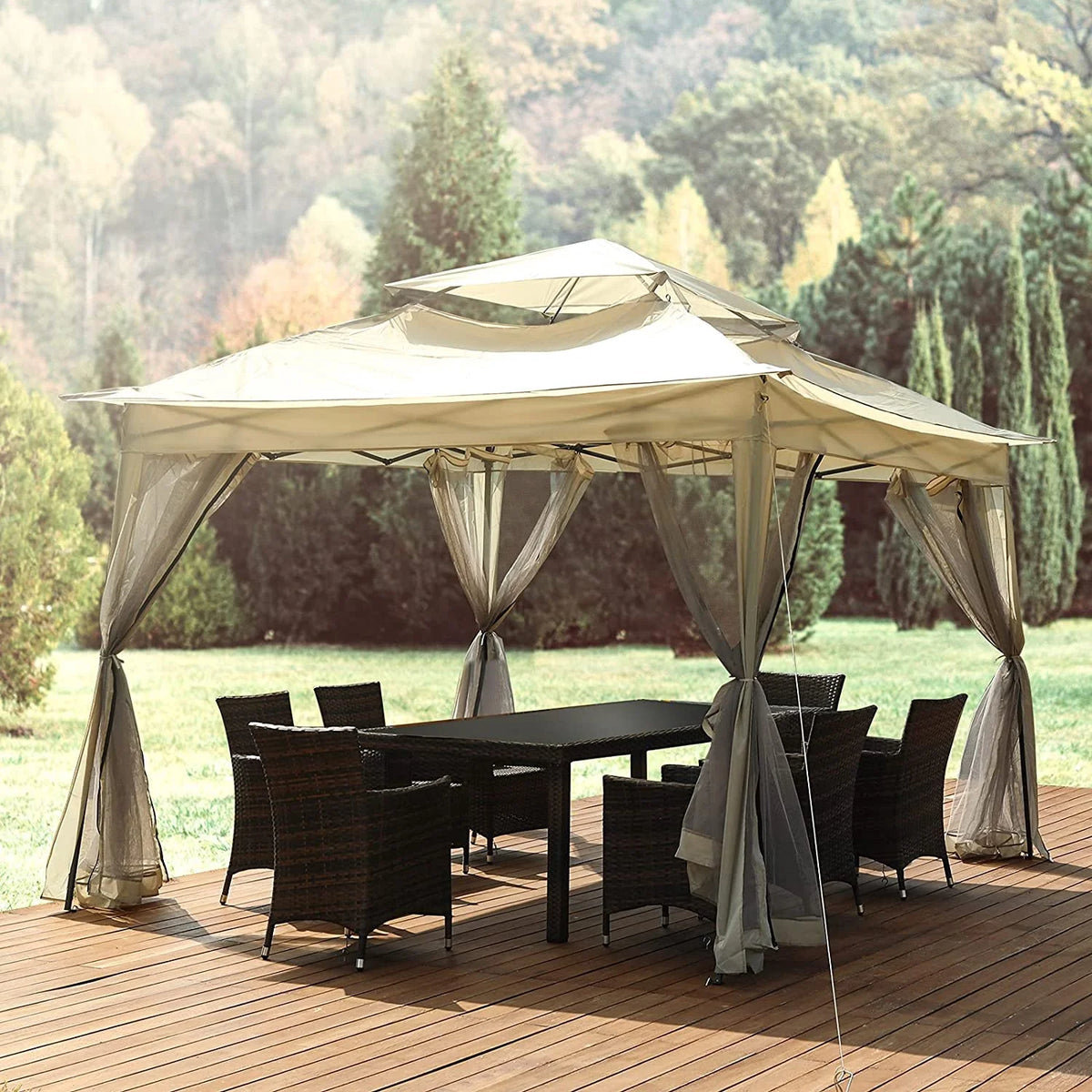 11 x 11 Outdoor Pop Up Gazebo Canopy Tent with Mosquito Netting A70874