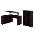 Espresso Oak 3 Position Sit to Stand Corner Bookshelf Desk with 6 Cube Organizer F925