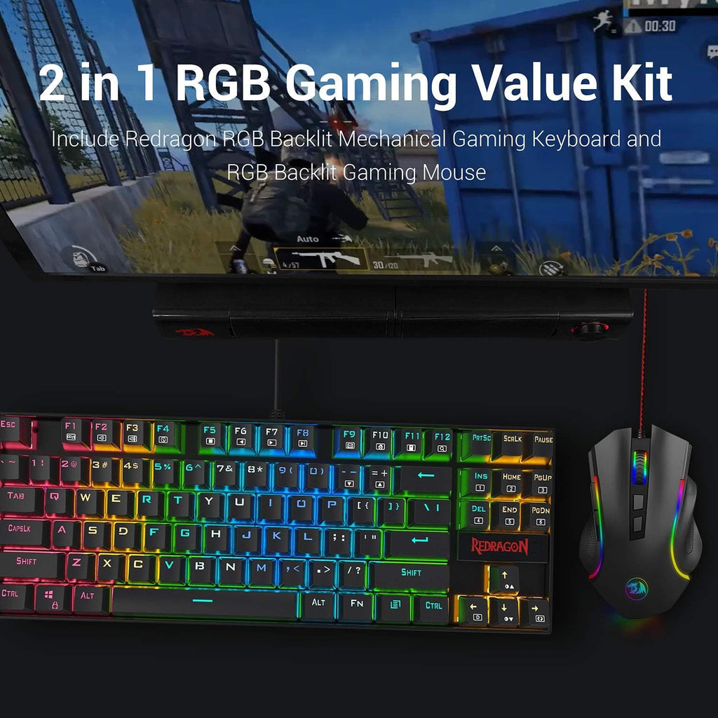 Mechanical Gaming Keyboard and Mouse Combo, Tenkeyless, 60% with Arrow Key, 7200 DPI Mouse, Pack of 2 G402
