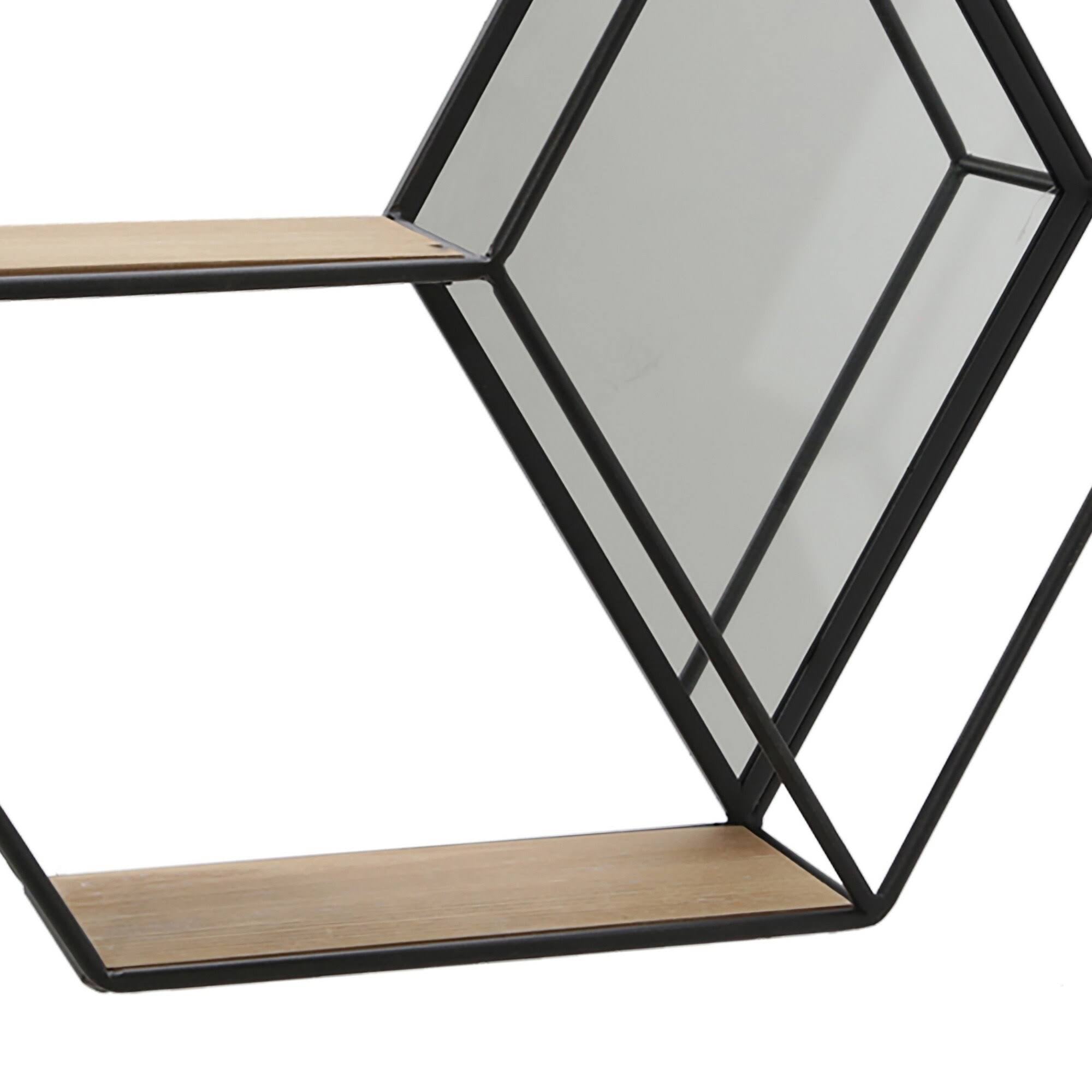 Hexagonal Metal Wall Shelf with 2 Display Cases F5372