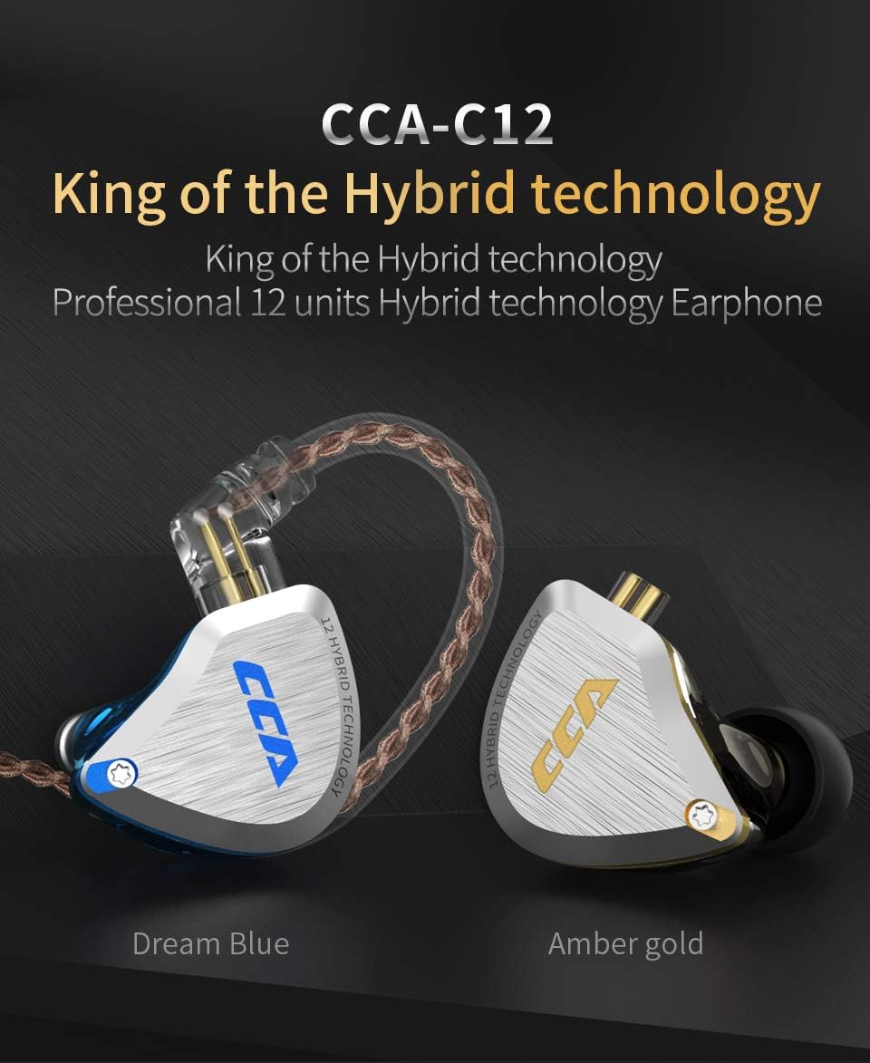 C12 Blue Hybrid HiFi In-Ear Monitors with Detachable Cable, Pack of 2 A56496