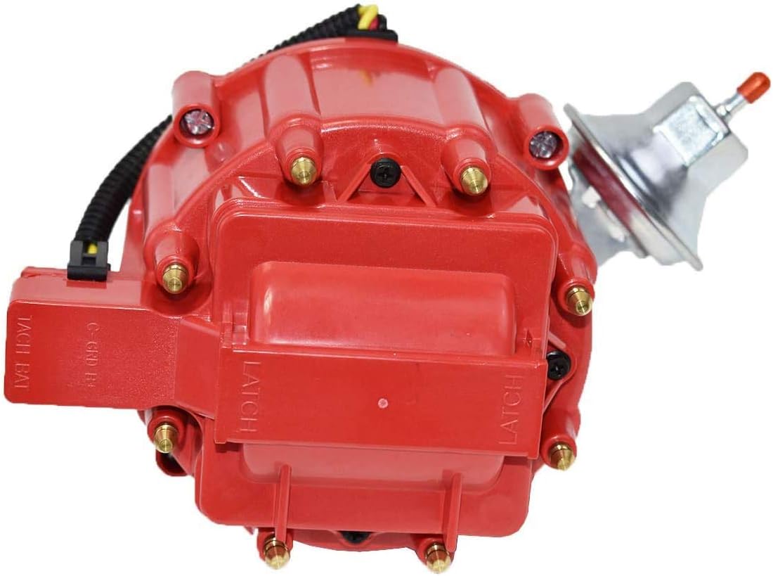 Red Cap HEI Distributor with Spark Plug Wires and Harness D74754