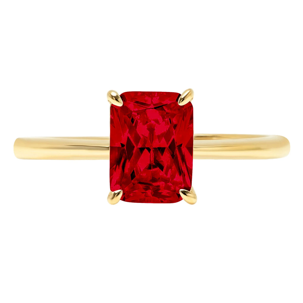 1.75 ct Radiant Cut Clear Simulated Diamond 18K Yellow Gold Solitaire Ring SZ 6.75 X14421