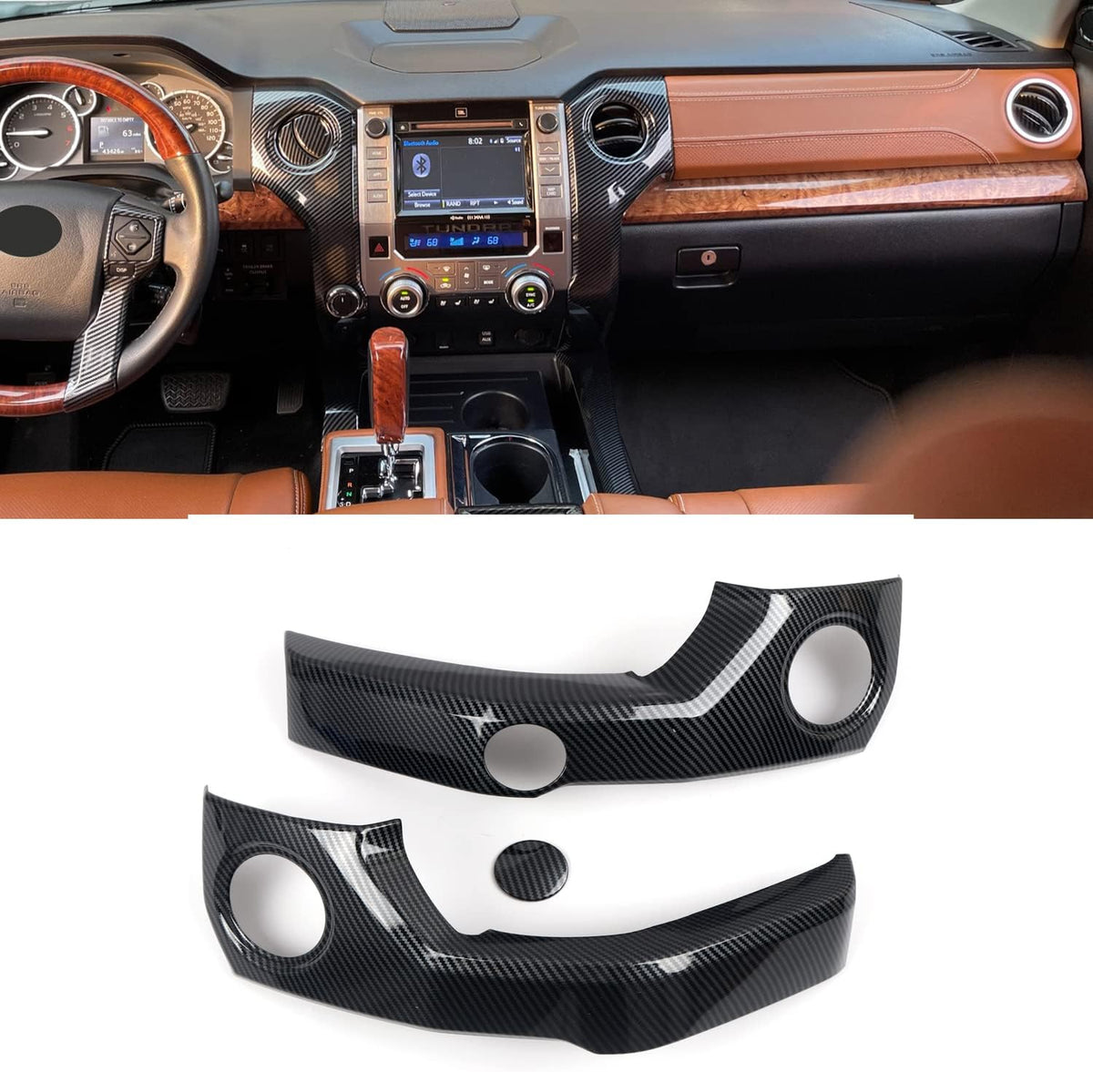 ABS Carbon Fiber Grain Center Console Air Outlet Vent Decor Cover Trim 3pcs V5804