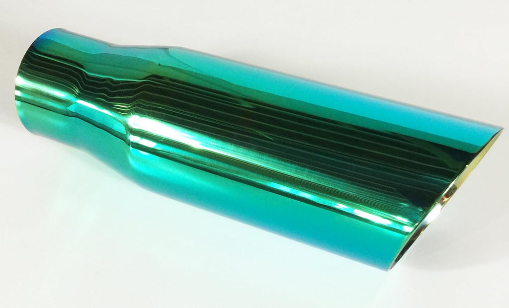 Exhaust Tip 4.00" OD 3.00" ID X 12.00" Long 3.00" Inlet Double Wall Stainless Steel Burned Color Green Pack of 2 R23483