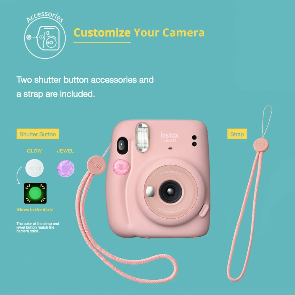 Sky Blue Instant Film Camera with 20 Exposures Twin Film, Carrying Case, Camera Strap & Film Frames N735104