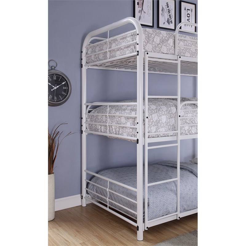 White Metal Twin Triple Bunk Bed H11773