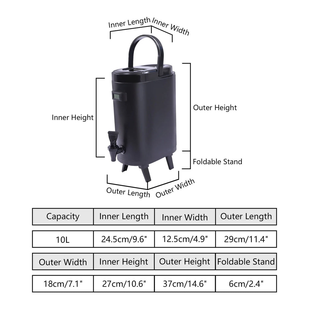 10L Insulated Stainless Beverage Dispenser with Thermometer F767520