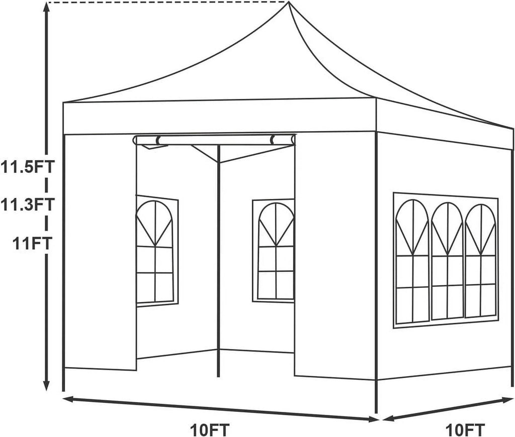 2x2m Pop-up Gazebo Canopy Tent with 4 Side Panels & Carry Bag Steel Frame Waterproof U391976