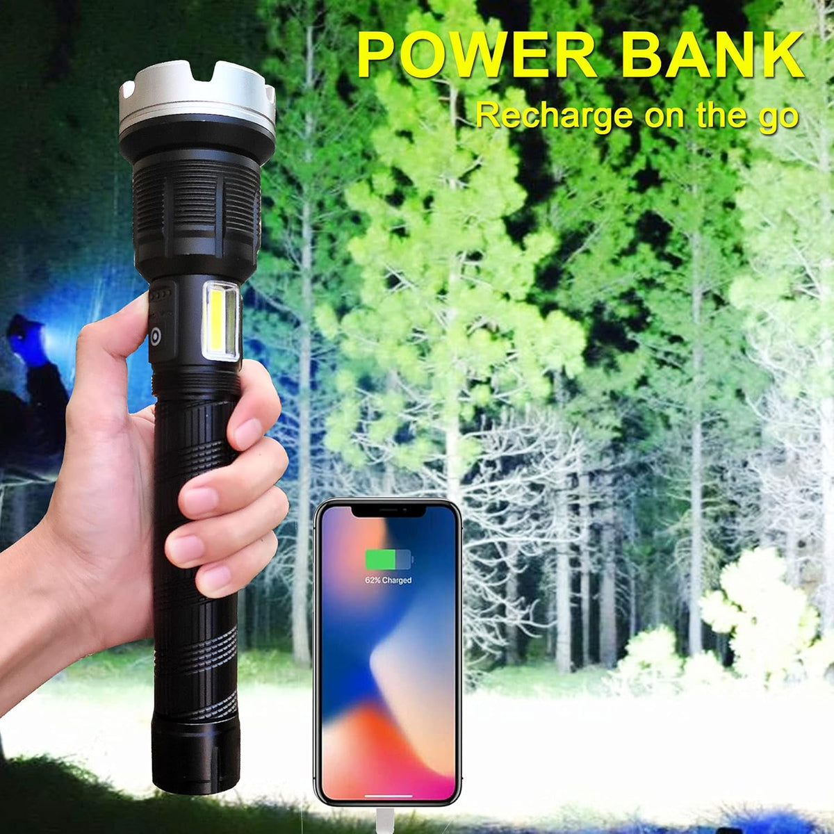 Rechargeable Flashlights High Lumens 1000000 Zoomable 26650 Floodlight Spotlight Strobe Light Lanterns P528