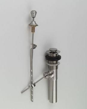 Satin Chrome Countertop Mounted Pop-Up Drain Assembly Without Overflow N29071