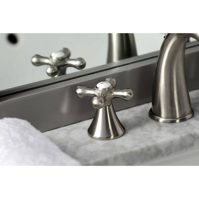 Satin Nickel Widespread Two Handle Lavatory Faucet with Brass Pop-Up M7867