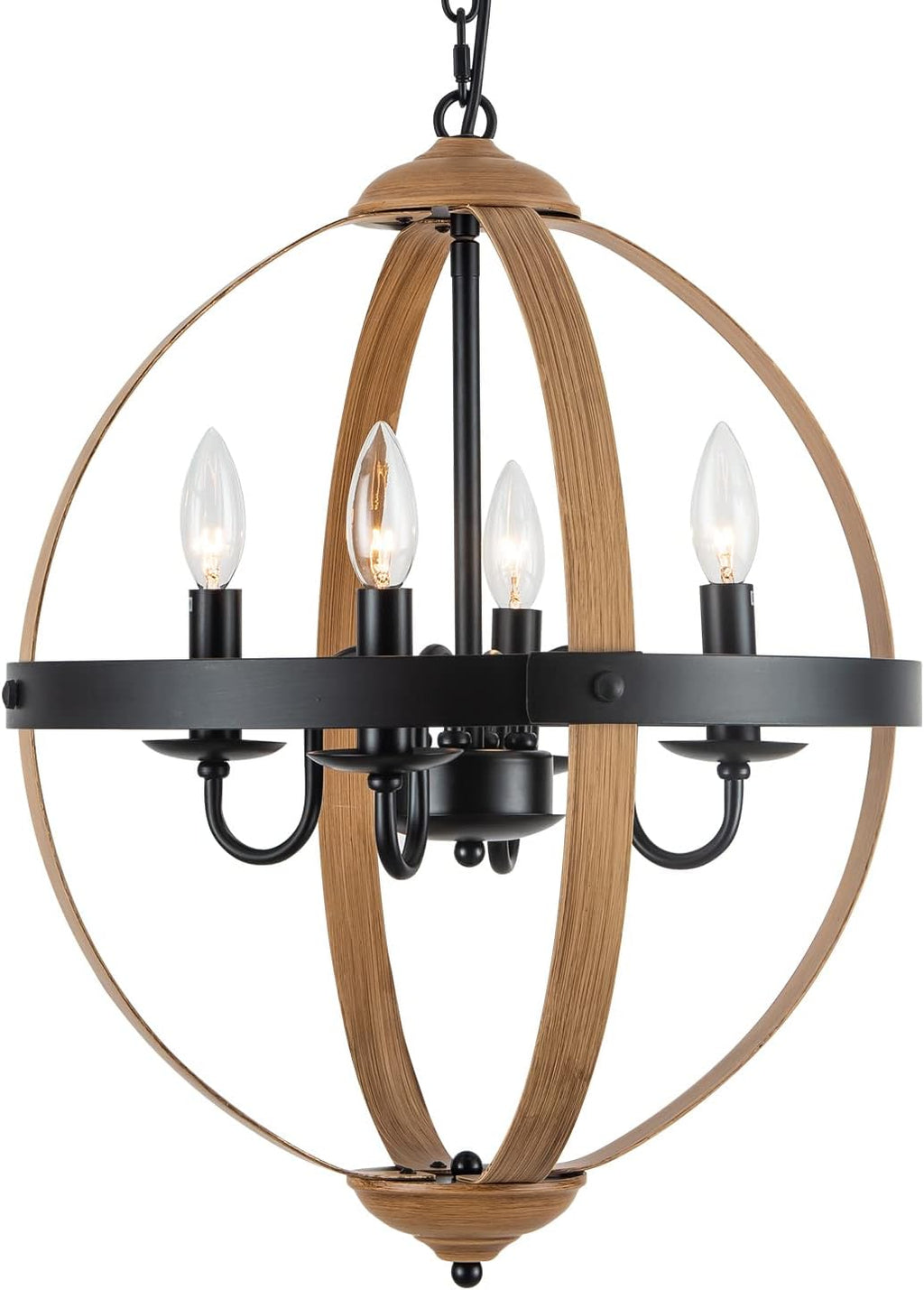 Black 6-Lights Industrial Candelabra Chandelier, 28 inches D18190