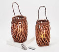 S/2 12x22 Sq Wicker Lantern Caramel P8083