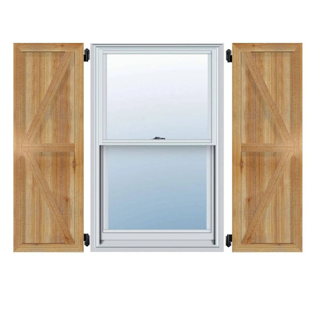 Rough Sawn Western Red Cedar Framed Board-n-Batten Shutters with Z-Bar F1745