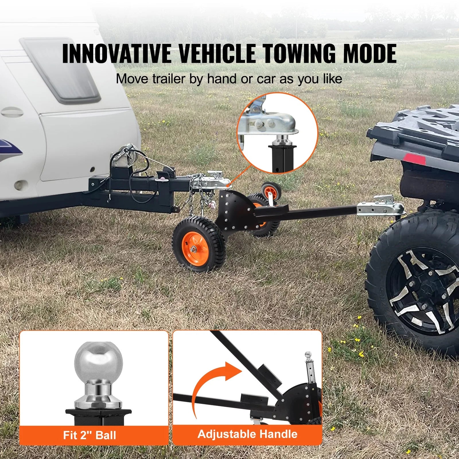 Adjustable Trailer Dolly with 2'' Ball & 16'' Pneumatic Tires R4011